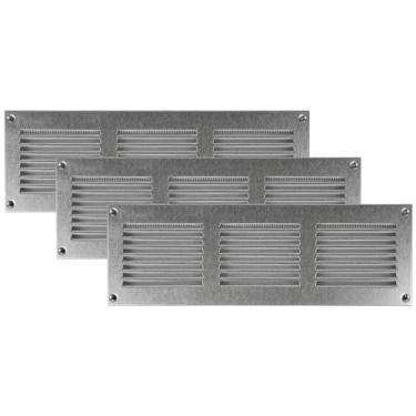 Imagem de Vent Systems 30.5 cm x 10.2 cm - Pacote com 3 - Galvanizado - Tampa de ventilação de ar de metal Grelha de retorno de ar com tela de proteção de pragas embutida Capa de ventilação HVAC para tampa de