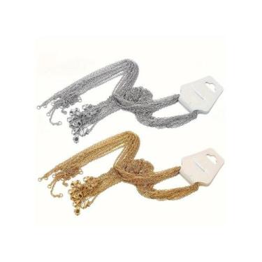 Imagem de Kit 2 Correntes de Aço Inoxidável 50cm  Unissex para Montagem de Joias