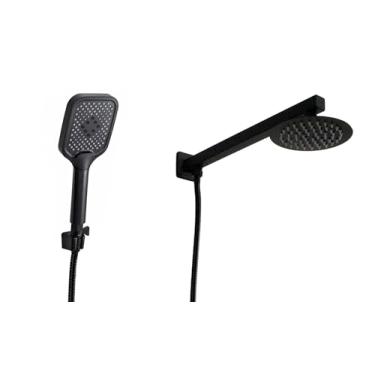 Imagem de Ducha Inox Redonda 15 cm Preto Fosco com Ducha de Mão em ABS