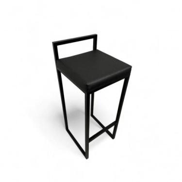 Imagem de Banqueta Quadro Com Encosto Estofada Preto - 65cm - Casa Decor Lis