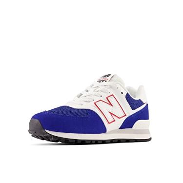 Imagem de New Balance Tênis feminino, 574 - Criança grande, Team Royal/branco/vermelho verdadeiro, 7 Big Kid