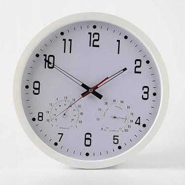 Imagem de Relógio De Parede Mudo De Quartzo Simples E Elegante De 35 Cm Com Temperatura E Umidade, Tique-taque Silencioso Varrendo Segundos, Relógio Escolar De Escritório De Cozinha Doméstica, E