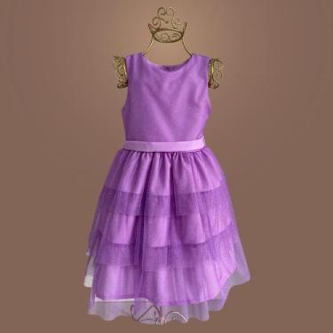 Imagem de Vestido Infantil Tule Glitter com Lastex - Laureh, Lilás, 08