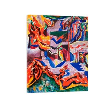 Imagem de Abstrato lona wall art pinturas famosas-Entre água e fogo-Poster e impressões para decoração casa sala de estar 60x80cm24x31in Sem Moldura