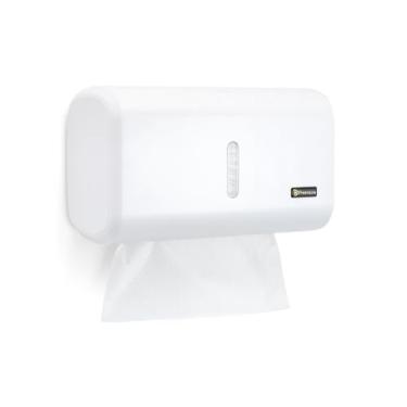 Imagem de Dispenser Papel Toalha Interfolhado Design Moderno Segurança Economia Banheiro Clínicas Consultórios Escritórios Comércios Visor Chave Proteção (1, Branco)
