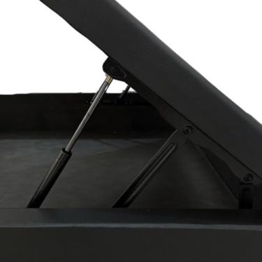 Imagem de Cama Solteiro com Baú Blindado Preta Suede – Estrutura Reforçada e Pistão a Gás