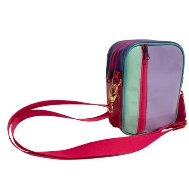 Imagem de Bolsa Raja, Shoulder Bag Transversal Artesanal em Verniz Roxo, Lilás, Turquesa e Rosa
