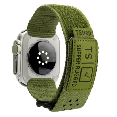 Imagem de TStrap Pulseira esportiva masculina compatível com Apple Watch de nylon verde para iWatch de 49 mm, 46 mm, 45 mm, 44 mm e 42 mm, extra longa, GG, pulseira atlética militar para Ultra 1/2 séries 10 9 8