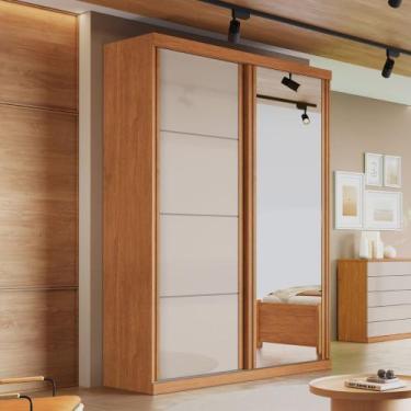 Imagem de Guarda Roupa Solteiro com Espelho 2 Portas de Correr em MDF Buzios Bia