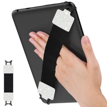 Imagem de MoKo Alça de mão de segurança para tablet de 9 a 11 polegadas, iPad/iPad Pro/iPad Air/Kindle Fire HD/Samsung, preta com alça de mão versátil de alta elasticidade, suporte leve para os dedos, branco