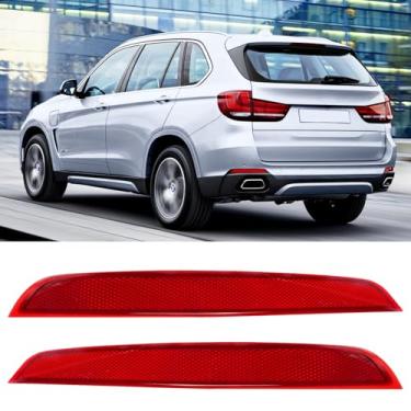 Imagem de Jaronx Compatível com refletor de para-choque traseiro BMW para X5 F15 2014-2018, para-choque traseiro esquerdo e direito, guarnição de lente, luz refletora traseira para BMW 63147290091 63147290092