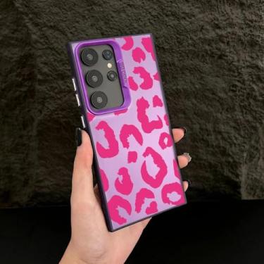 Imagem de YOGISU Capa prateada galvanizada com estampa de leopardo para Samsung A56 (para Samsung A56/FenYin roxo)