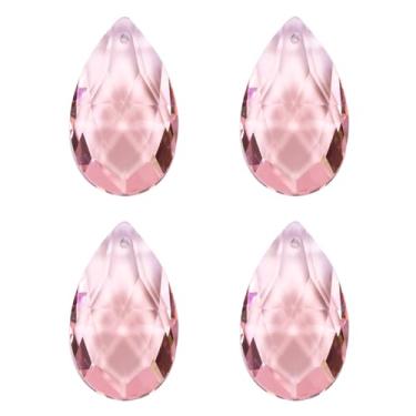 Imagem de PATIKIL Pingentes de cristal K9, contas de gota, pacote com 4 peças de prismas de candelabro de 38 mm, contas penduradas, lâmpada faça você mesmo para decoração de artesanato, rosa
