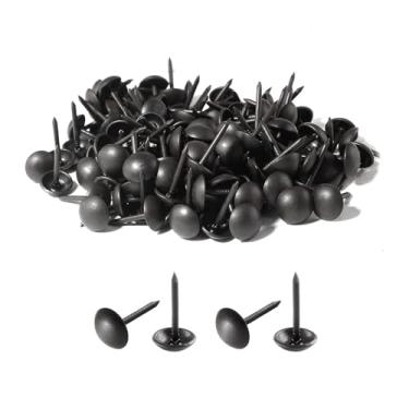 Imagem de Tachinhas de polegar pretas premium, pinos extra longos para uso pesado, perfeitos para estofados e carpete em madeira, 100 peças