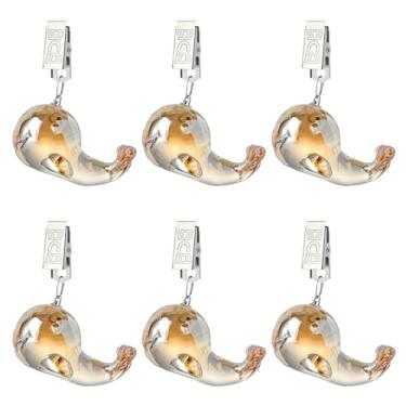 Imagem de LONGSHENG - SINCE 2001 - Pesos de toalha de mesa pesados – Pacote com 6 clipes pendentes de baleia de vidro, kit de pesos – Grampos de capa de mesa resistentes para casa, jardim, festa, casamento