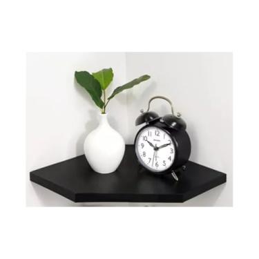 Imagem de Prateleira De Canto Quina Parede Mdf Decoração Organizadora Casa Sala Escritorio Quarto Preta