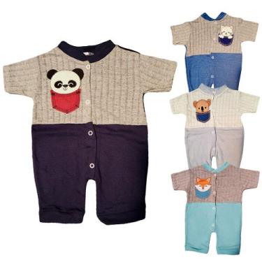 Imagem de Macacão Bebê Manga Curta Bordado Bichinho Recém Nascido - Koala Baby, 