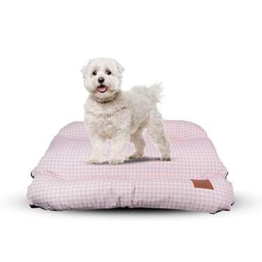 Imagem de Caminha De Cachorros e Gatos Cama Pet Vichy Rosa 60x40cm Tamanho P