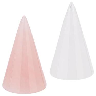 Imagem de arricraft 2 peças de cone de anel de pedra de cristal natural, suporte de exibição de anel de joias de pedra de cristal, suporte de anel de dedo para suporte de exibição de anel de casamento