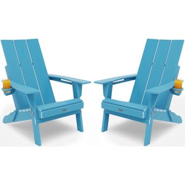 Imagem de POWERWOOD YZ1203-LIGHT, conjunto de 2 cadeiras Adirondack modernas, azul claro