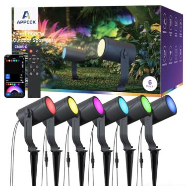 Imagem de APPECK Kit de iluminação de paisagem inteligente 36W, RGBCW, pacote com 6, holofotes IP65 à prova d'água, compatível com Alexa/Google Assistant, para decoração de jardim e quintal