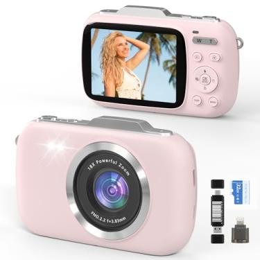 Imagem de GWAEPU Câmeras Digitais Compactas 4K Para Vlogs: Câmera Compacta Youtube De 64 Mp Com Zoom 18X, Cartão Tf 32 Gb E Tela 2,8 Polegadas, Crianças, Iniciantes, Adolescentes, Adultos Meninas, Rosa