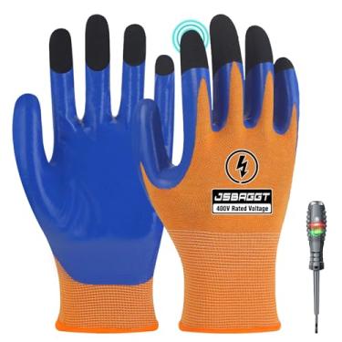 Imagem de JSBAGGT Luvas De Eletricista 1 Peça, 400 V, Resistência À Tensão, Trabalho Com Isolamento Retardante Chamas, Tela Sensível Ao Toque Para Os Dedos (Laranja E Azul)