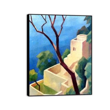 Imagem de Impressões de arte de parede famosas por Adolf Erbsloh - Costa Sul - Reproduções de pinturas em tela - Quadro emoldurado Pôster Giclee decoração de parede 30x40 cm (11,8x15,7 pol) moldura preta