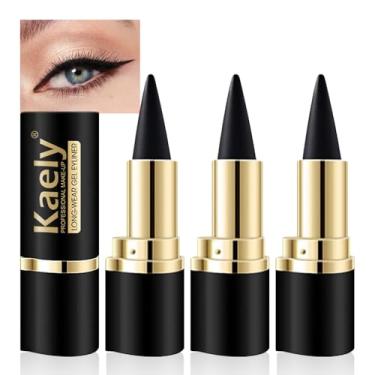 Imagem de Conjunto de lápis delineador de gel preto, delineador de olhos creme natural à prova d'água à prova de manchas, paleta de sombras de olho de gato preto esfumaçado, giz de cera, maquiagem gótica de