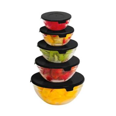 Imagem de Conjunto 5Pç Jogo Tigela Com Tampa De Vidro 5 Tamanhos - Clink