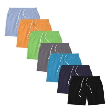 Imagem de Kit 7 Shorts Masculino Liso Básico Bermuda Tactel Água Praia Treino Academia Corrida-Masculino