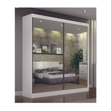Imagem de Guarda Roupa Solteiro Espelhado 2 Portas 3 Gavetas SP-branco Leifer Móveis