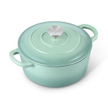 Imagem de E-far Forno holandês de ferro fundido esmaltado de 3 litros - verde pistache