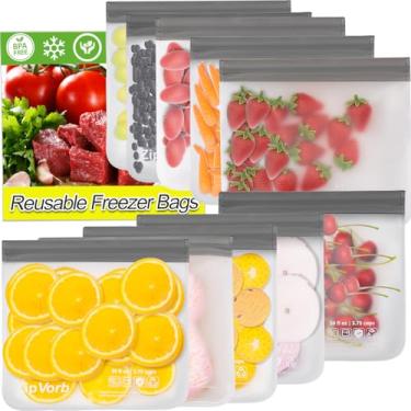 Imagem de GEHEN Pacote com 10 sacos reutilizáveis para congelador de sanduíche - pode ser lavado na lava-louças, livre de BPA, à prova de vazamento para carne, cereais, vegetais e organização de armazenamento