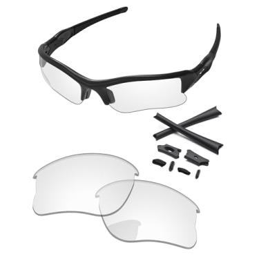 Imagem de PapaViva Lentes de reposição e kits de borracha para óculos de sol Oakley Flak Jacket XLJ OO9009 63 mm, Bloqueio de luz azul claro HD, Flak Jacket XLJ