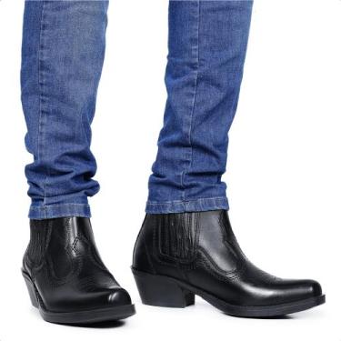 Imagem de Bota Botina masculino Texana Bico Fino Quadrado Cano Curto Rodeio Mont