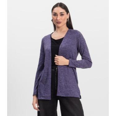 Imagem de Cardigan Feminino Alongado Infinita Cor Roxo, Roxo, M