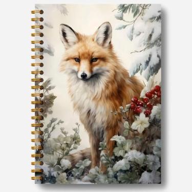 Imagem de Caderno de Natal, diário de raposa de Natal de fazenda, presentes de raposa, presentes de escritório de Natal para colegas de trabalho, caderno de composição de Natal, caderno espiral de Natal 14 x 21