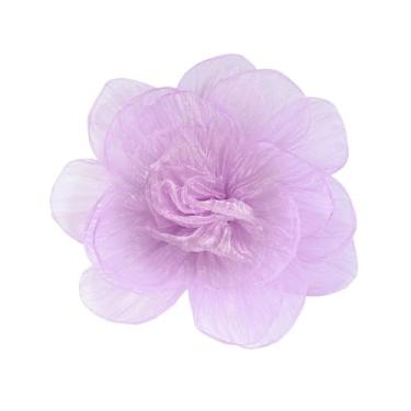 Imagem de Broche grande de flor de rosa de organza exagerada para mulheres elegante tecido floral grandes alfinetes de lapela vestido banquete terno roupas acessórios festa de casamento moda joias 190 mm, 20mm