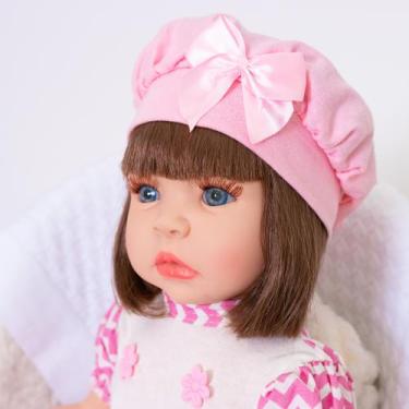 Imagem de Boneca Bebê Reborn Vestido Luxo Realista de Silicone Pode Dar Banho Bo