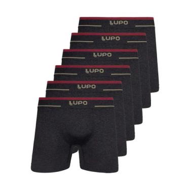 Imagem de Kit com 6 Cuecas Boxer Lupo 17800-001 Plus Size, Preto, XXXG