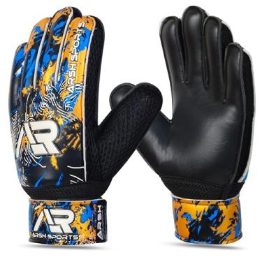 Imagem de Arsh Sports Luvas de goleiro de futebol, luvas de goleiro de futebol para crianças, jovens e adultos, forte aderência nos dedos, proteção de látex de 4 mm (dourado-preto, tamanho 5, adequado para 9 a