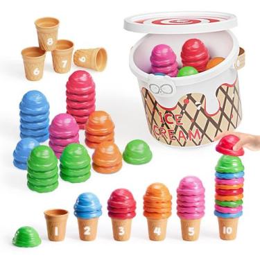 Imagem de Brinquedos empilháveis JoyCat Ice Cream Preschool Learning 65 unidades