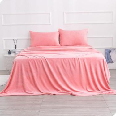 Imagem de Conjunto de lençóis Best Season Micro Fleece Queen Size rosa, 4 peças