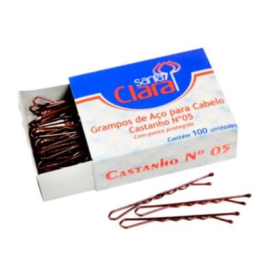 Imagem de Grampo 5cm Castanho Para Cabelo Santa Clara, Grampos para penteados