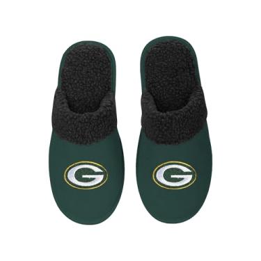 Imagem de FOCO - Chinelos masculinos NFL Big Logo Team Color Suede Sherpa Scuff, Green Bay Packers, Small