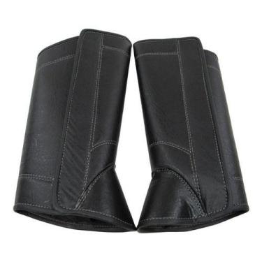 Imagem de Perneira Preta Em Couro Sintéticum Luxo Para Montaria Em Geral - Couro