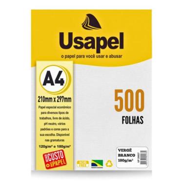 Imagem de Kit 500fls Papel Vergê Branco A4 Gramatura 180g Ideal para Certificado