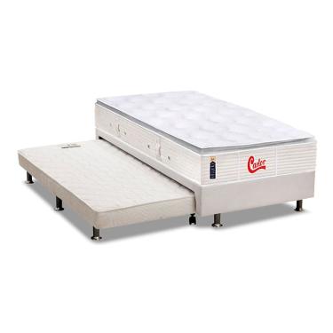 Imagem de Cama Box c/ Auxiliar Solteiro: Colchão Castor Ensacadas Castor Gold Star Vitagel SLX + Base CRC Courano Branco (88x188)