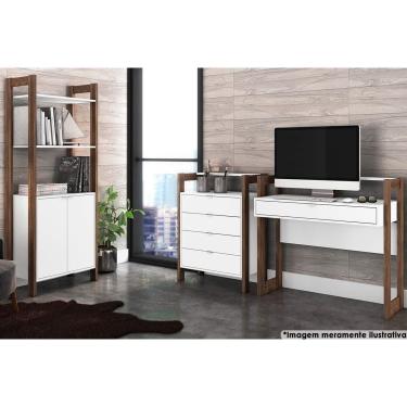 Imagem de Escritório Completo Escritório Completo AZ 3 Peças (1 Escrivaninha + 1 Armário + 1 Gaveteiro) Branco/Nogal - Tecno Mobili
